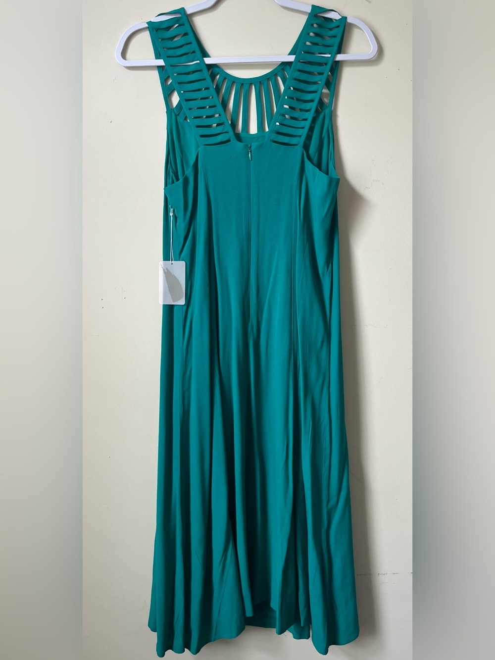 Forever21 Sleeveless Teal Midi Cocktail Dress with Cutout Yoke - Picture 3 of 8